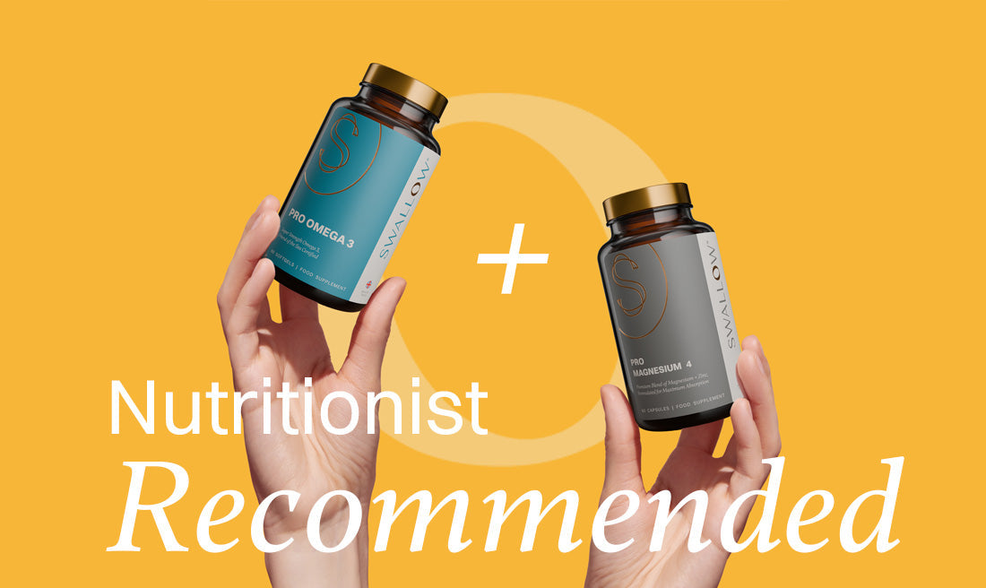 blog post about 5 Benefits of Combining Magnesium and Omega 3 with image showing two bottles of supplements